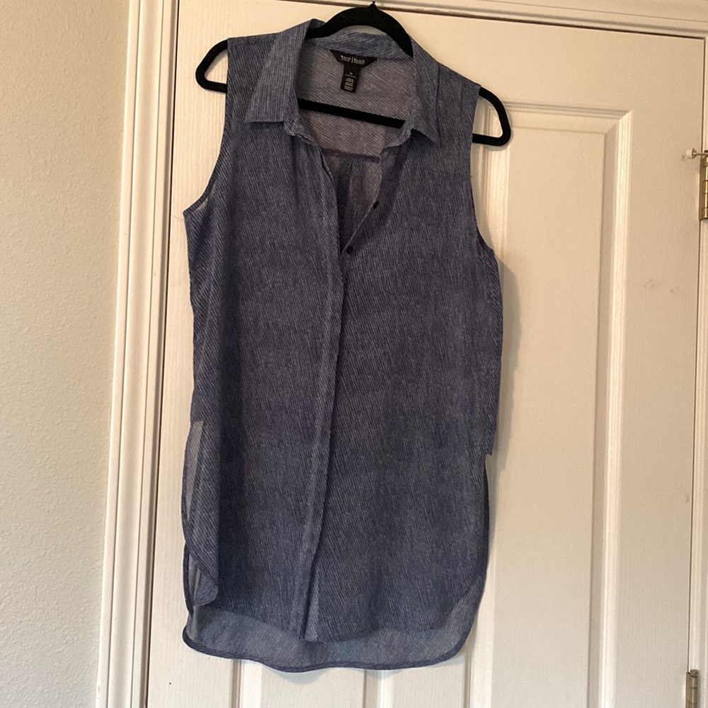 Beautiful blue long sheer sleeveless top
